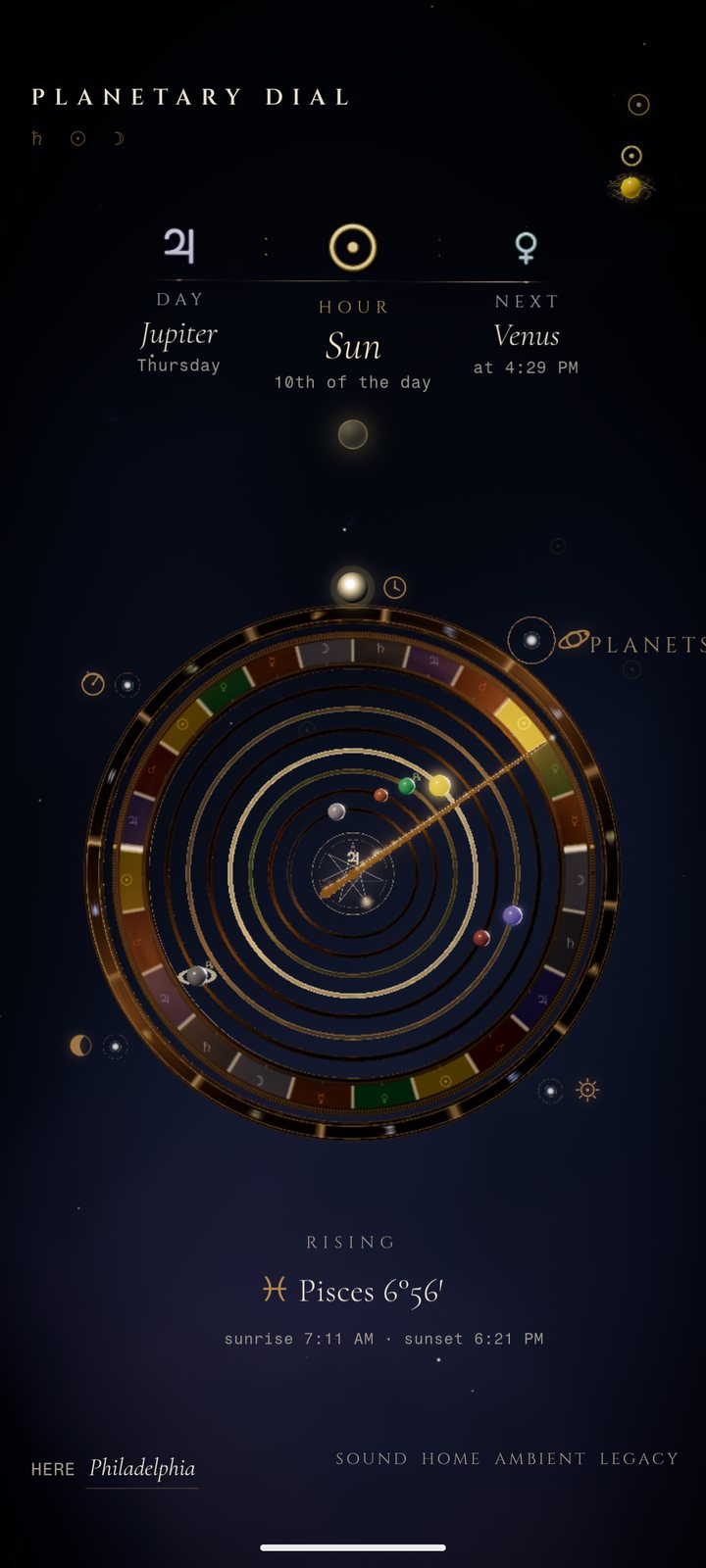 The Planetary Dial with the tri-time: Jupiter, Sun, Venus