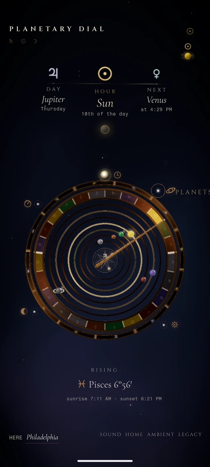 Planetary Dial presentation: the large dial with the tri-time above it